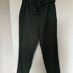 Dark Green High-Waisted Trousers